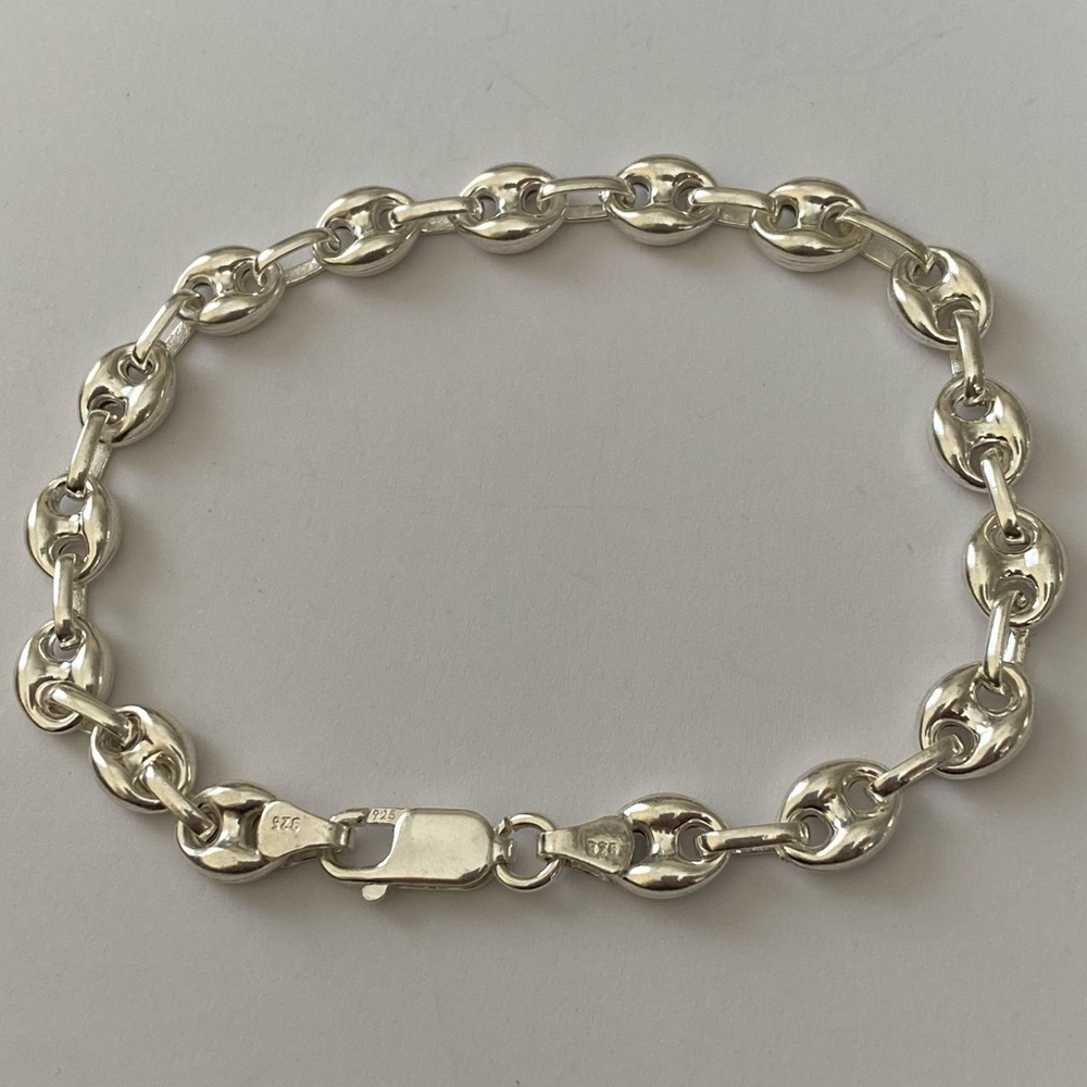925 Silver 7mm 8.5” marine bracelet chain